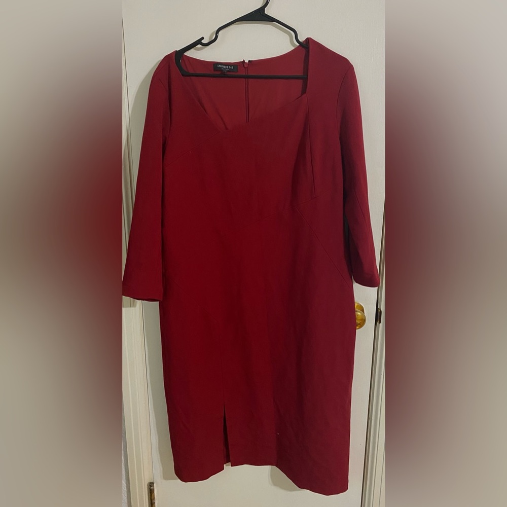 Lafayette 148 New York Burgundy Asymmetrical Sheath Dress